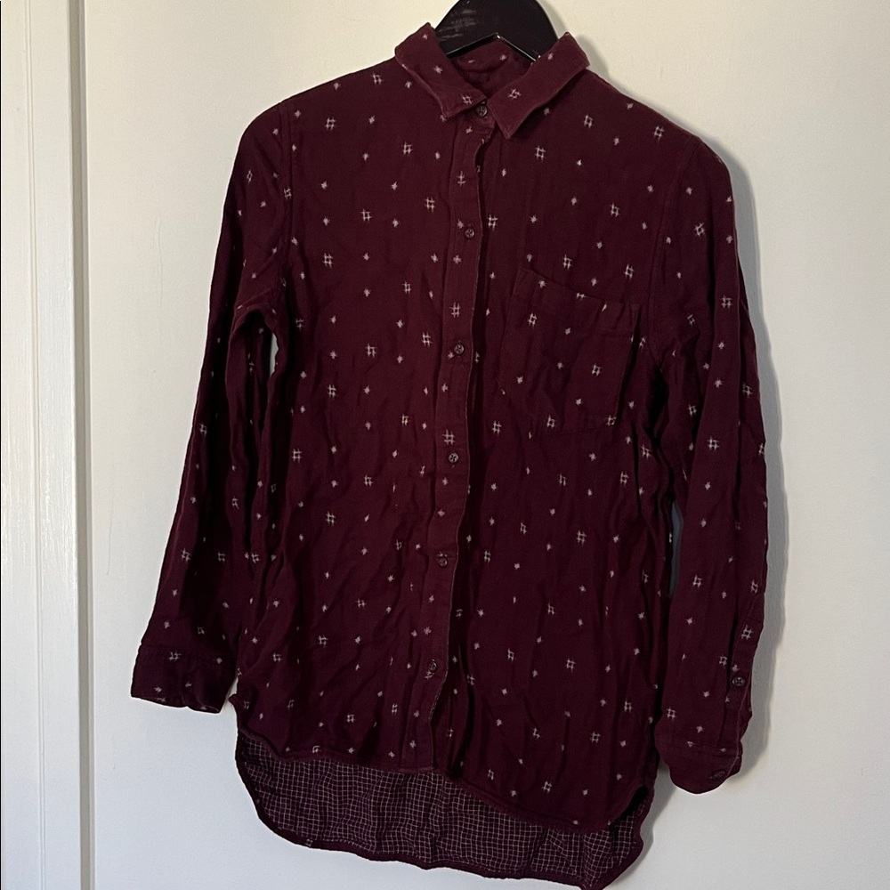Madewell 100% cotton Burgundy Button-Up Shirt